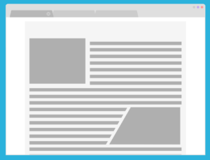 Icon of a webpage with two image placeholders and content lines.