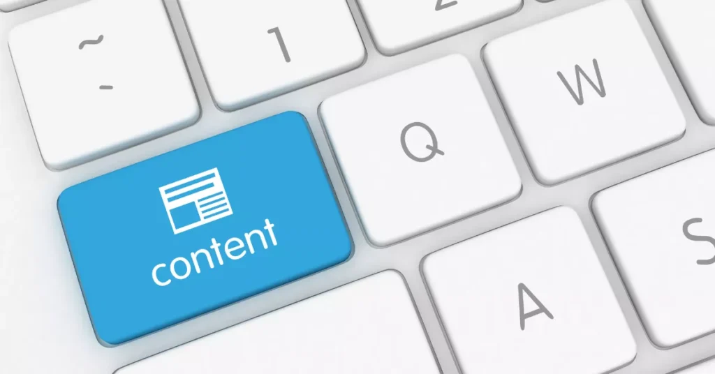 The 'Content' key highlighted on a keyboard, symbolizing the importance of content creation.