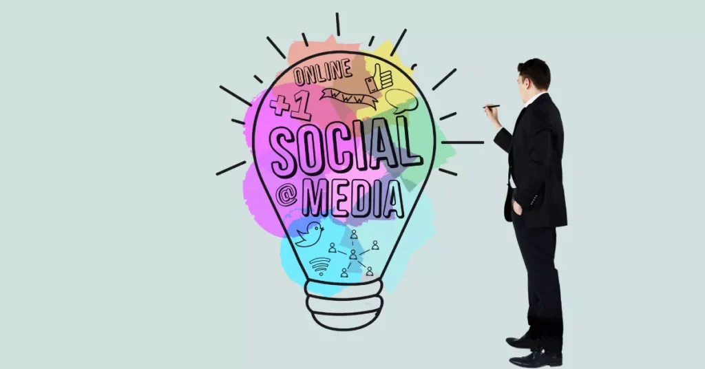 A light bulb graphic with social media symbols, representing marketing ideas.